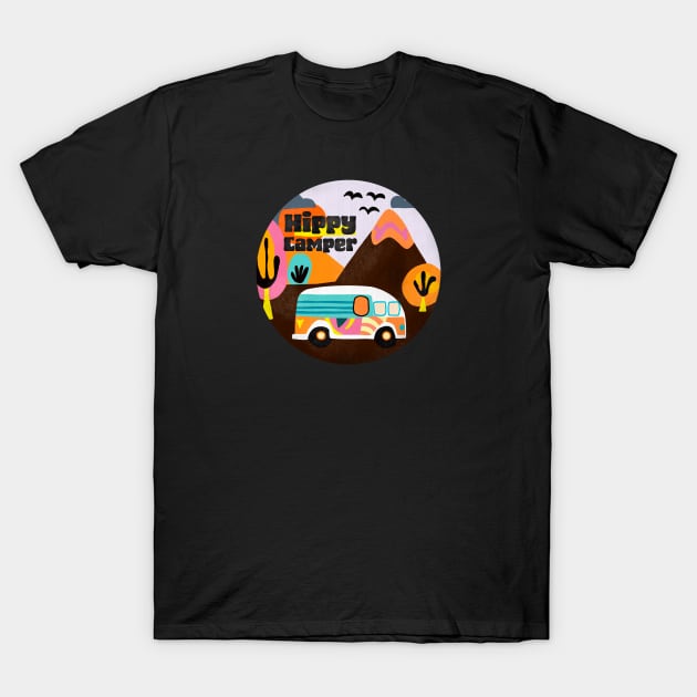 Hippy Camper T-Shirt by Suzy Shackleton felt artist & illustrator